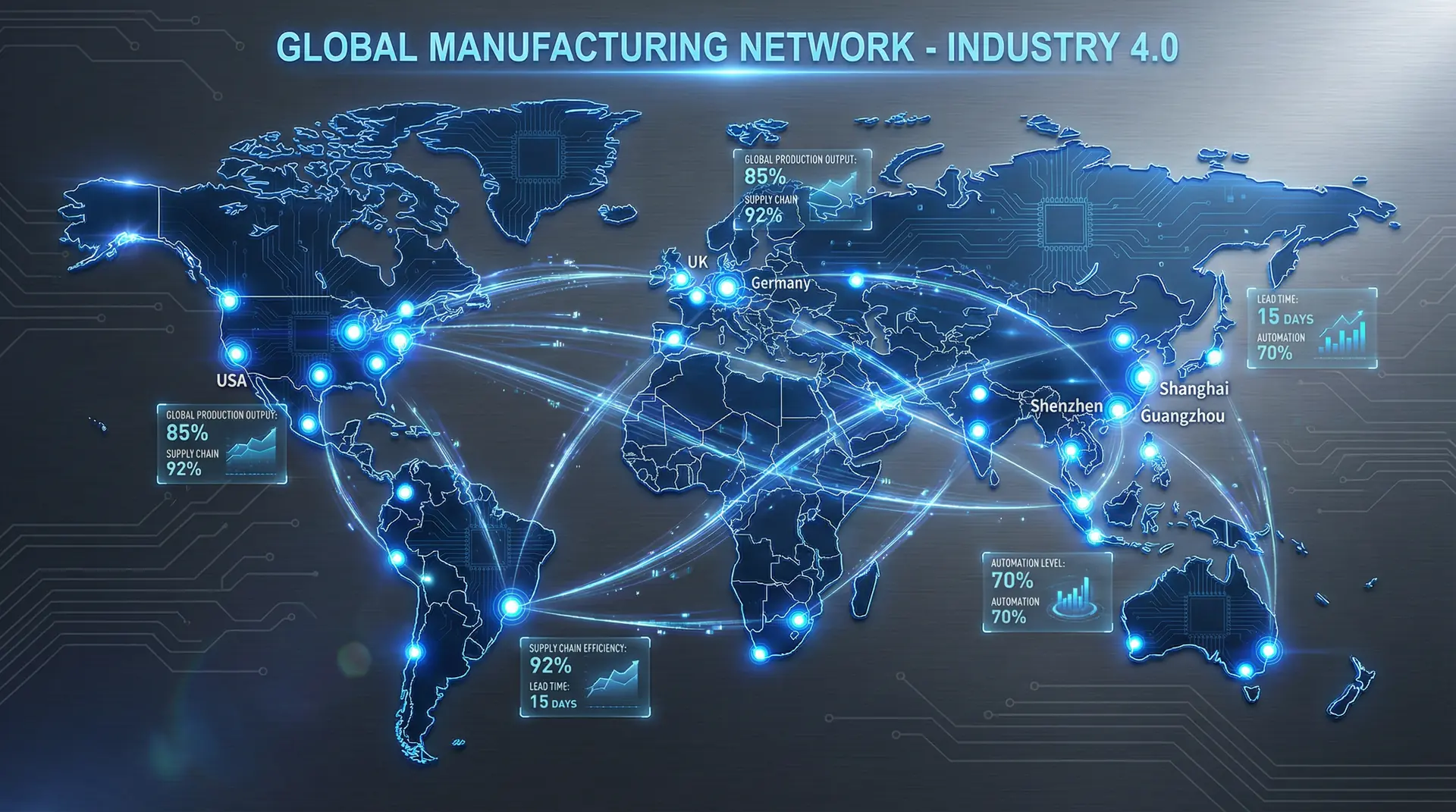全球制造业网络分布地图 - 每日吃瓜大赛